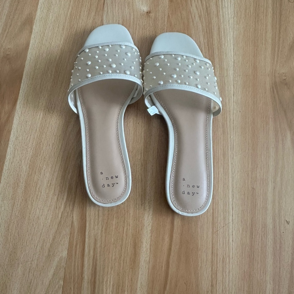 A New Day Women's Pearl Embellished Sandals - Cream
